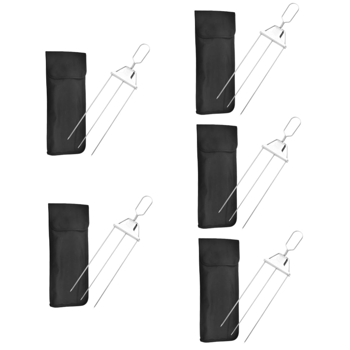 POPETPOP 5sets Stainless Steel Barbecue Fork Picnic Grilling Fork Insulated Handle Bbq Tool for Outdoor Cooking Roasting and Campfire Gatherings