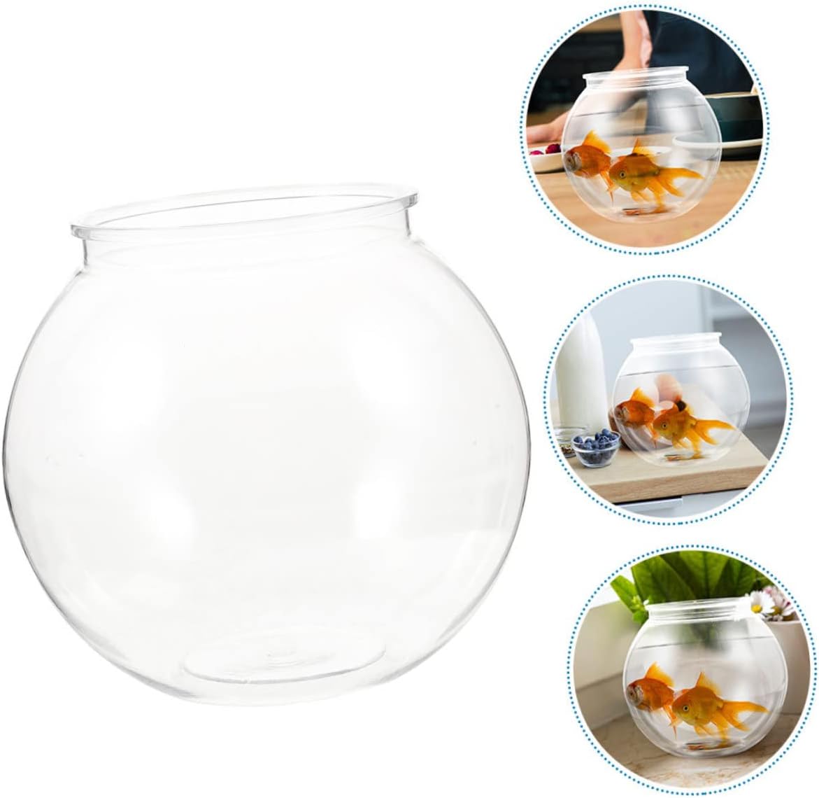 POPETPOP Transparent Portable Fish Bowl Aquarium for Home Decor Small for Shrimp Turtle and Crab Chic Desktop Decoration for Any Space