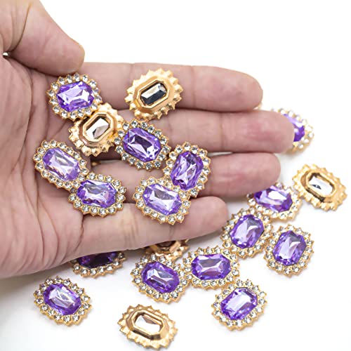 Rodvanvo 50 Pcs Luxurious Rhinestone Embellishments Crystal Decoration Handcraft Button Gold Bottom Diy Project For Flower Headband Dress Accessory (Purple) #TOP1