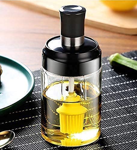 Image of Leakproof Transparent Borosilicate Glass Oil Jar with Brush, 300 ml, Food Storage Container for Oil and Ghee
