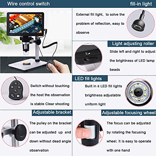 Microware-7-inch-LCD-Digital-USB-Microscope-Upgraded-12MP-1-1200X-Magnification-Camera-1080P-Video-Recorder-Wired-Remote-3000mAh-Rechargeable-Bat-tery-for-Circuit-Board-Soldering-PCB-Coins-Outdoor