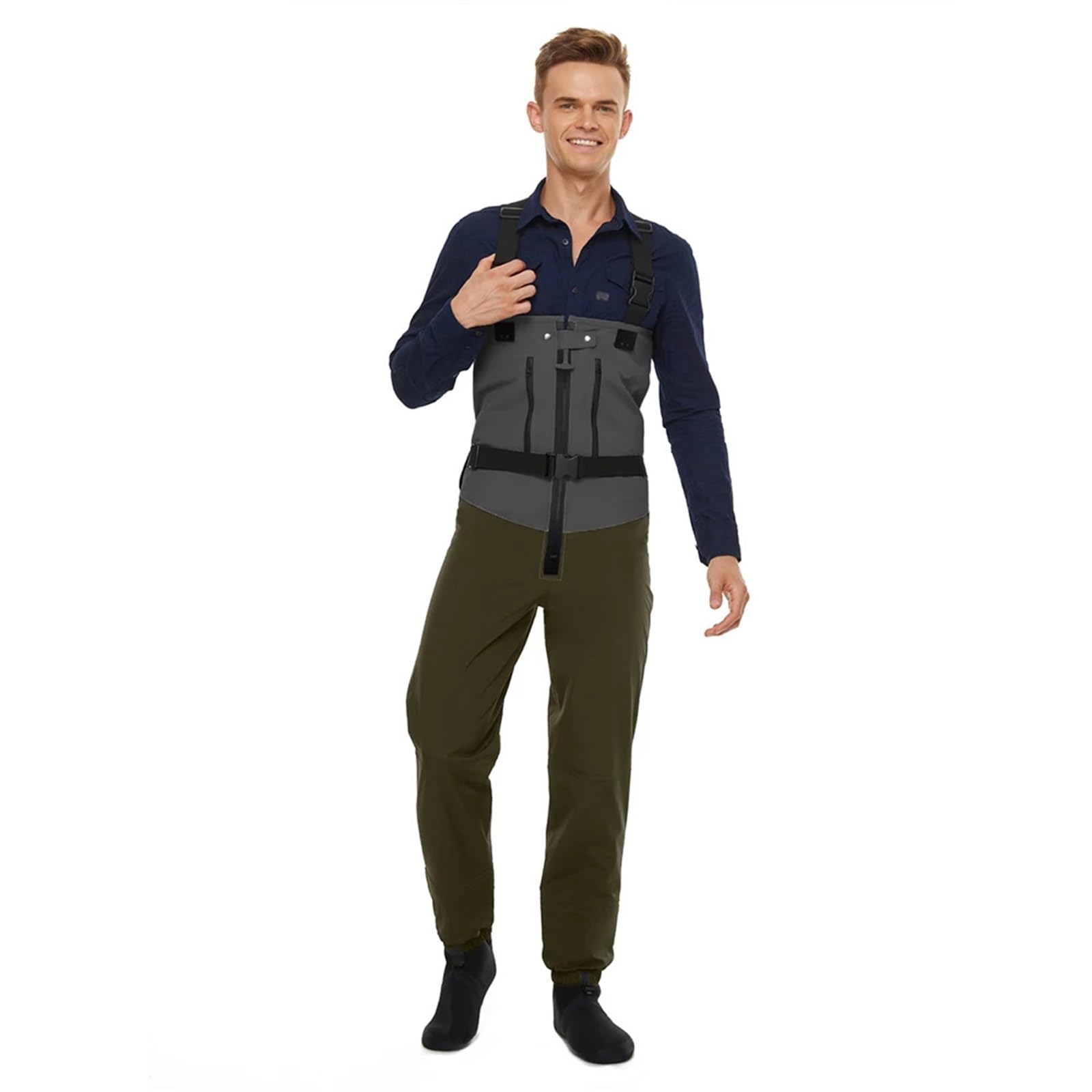 Aves Zancudas De Pesca Botas de Pesca con Mosca for Hombre, Ropa, Pantalones for vadear, Tela Impermeable de Tres Capas con Calcetines de Neopreno para Vadeo Y Pesca con Mosca(LK)
