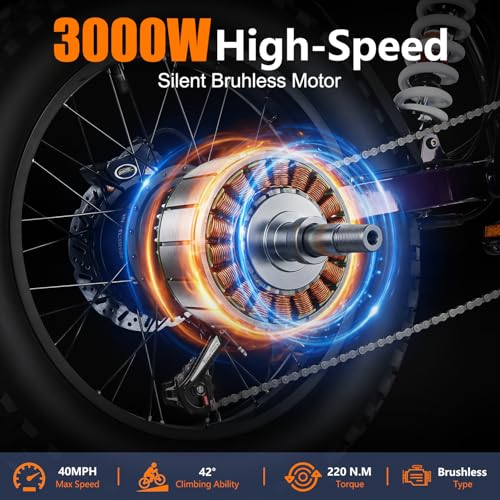 Image of 3000W Peak Electric Dirt Bike, 39MPH Off-Road Ebike, 48V Removeable Battery, Dual Suspension, Hydraulic Disc Brakes, UL2849 Certified Electric Bike for Adults & Teens