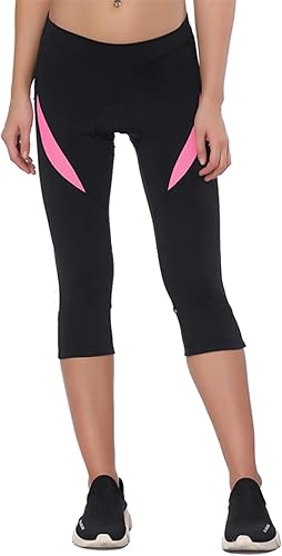 Santic Pantalones de ciclismo para mujer, 4D, acolchados, pantalones capri de ciclismo 34, mallas de ciclismo Capris de bicicleta