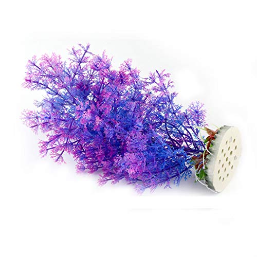 Saim Aquarium Artificial Plastic Plant Decor Fish Tank Ornament Purple Blue 7 Inch Height #TOP2