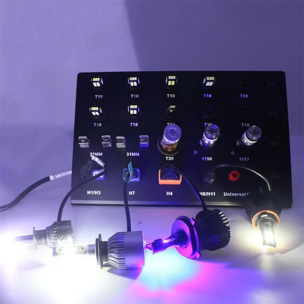 Tablero de Prueba de Faros de Coche, Bombilla LED de Xenón Hid T10 W5W Festoon C5W T20 7443 H1 H3 H7 H4 9005 Tester