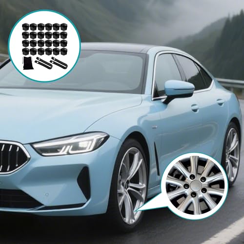 LEBOKJ 24 Stück Universal 19mm Radschraubenkappen,Schraubenabdeckung Auto Radkappen,Kunststoff Nut Radmuttern,Diebstahlschutz schraubenkappen,mit Entfernungswerkzeugsatz für Autos (schwarz)