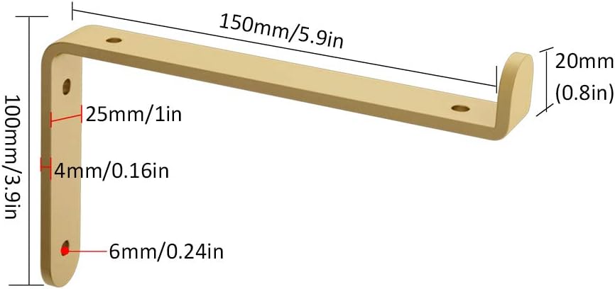 Shelf Brackets, Heavy Duty Shelf Brackets ,Nordic Wall Mounted Golden Lip Shelf Brackets,Floating Metal Right Angle Brackets for Shelves,Kitchen Bedroom Garden Decoration Shelf Supports,with Screws,(1