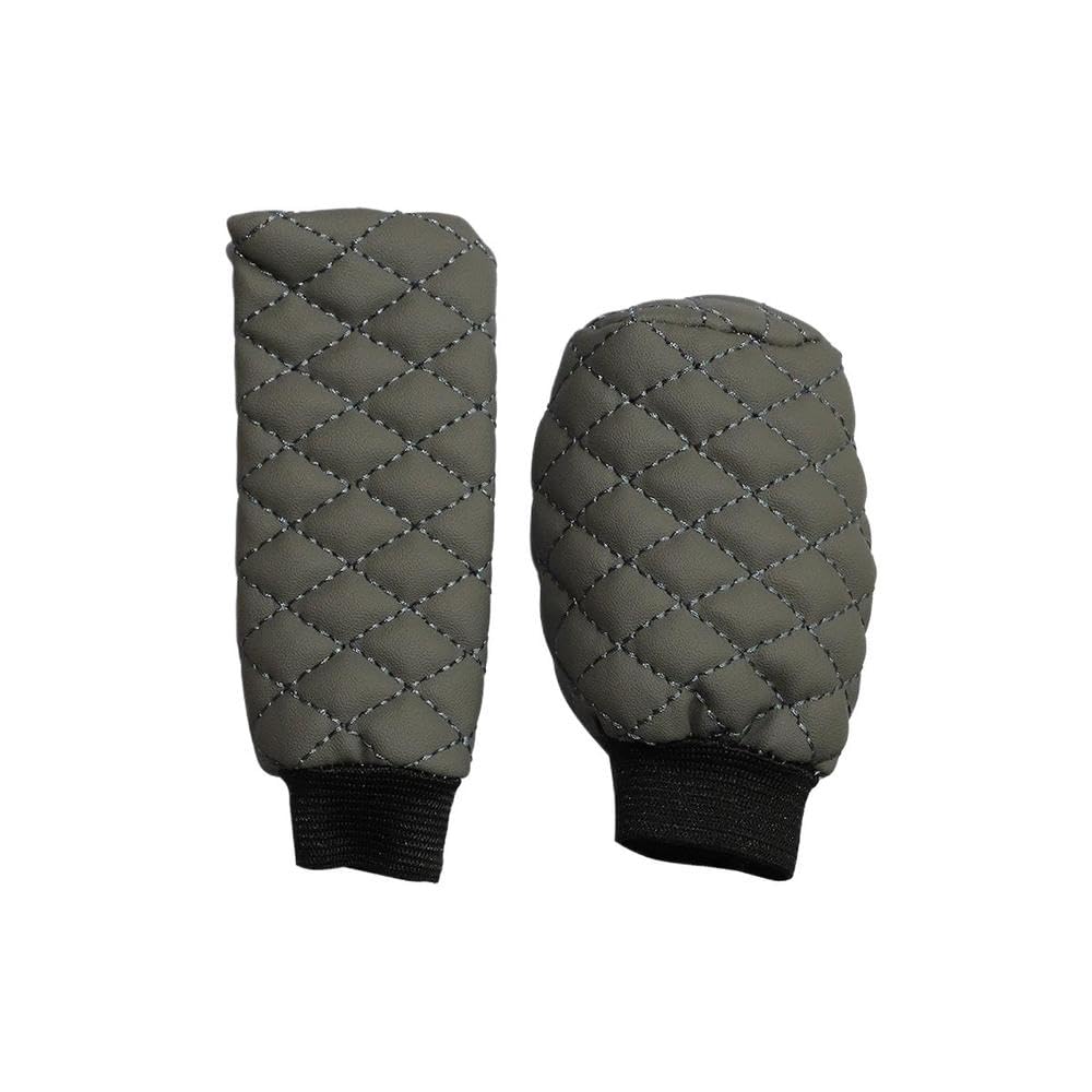 HYASDBWE 2 Pcs PU Leather Car Handbrake Cover Manual Gear Handle Set Automotive Supplies Car Accessories Gear Shifter Parts(Gray)