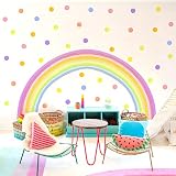84x42 Inch Extra Large Rainbow Wall Decal Colorful Rainbow Polka Dot Wall Decals Large Rainbow Wall