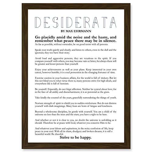 Artery8 Max Ehrmann Desiderata Poetry A4 Artwork Framed Wall Art Print Mauer