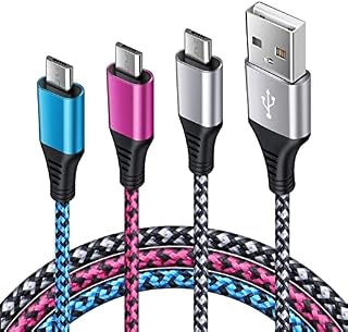 Micro USB Charger Cable, [3 Pack 6FT] Android Charger Cable Nylon Braided Micro Charging Lead Fast Charge for Samsung Galaxy S7 S6 J7 J6 J5 J3 A6, Huawei Y6 Y7, PS4, Xiaomi, Sony, Xbox