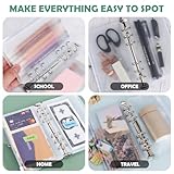 2 Pcs A5 Soft Clear Pvc Binder with 24 Pcs Binder Pockets, 6-Ring Soft Notebook Binders, Waterproof Loose Leaf Bags, Zipper Binder File Pockets, 6 Holes Budget Binders Pockets for Home, Office, School - Image 8