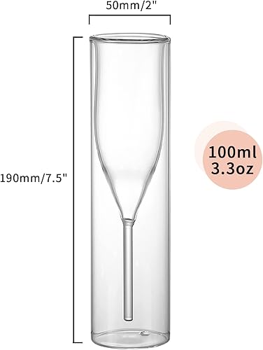 Miniatura 2 de Copas de flauta de champán de doble pared, 4 copas creativas de cristal transparente, copas de tostar sopladas a mano para catering, bodas, fiestas,