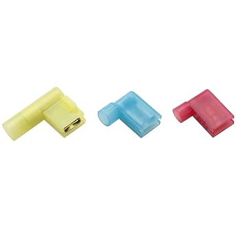 60pcs Nylon Insulated Flag Spade Quick Disconnects 90 Degree Electrical Crimp Terminals 20 x Red + 20 x Blue + 20 x Yellow