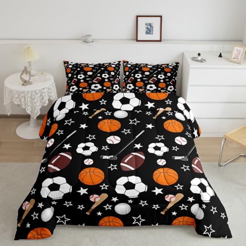 Image of Feelyou Sports Theme Bedding Set King Size for Kids Teens
