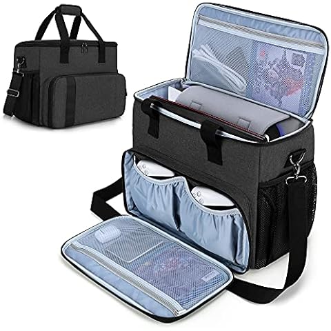 CURMIO Travel Carrying Case Compatible with PS5, PS4, PS4 Pro, Xbox Series S, Xbox One and Xbox 360, Game Storage Bag for Console, Controller and Accessories, Black (Patent Pending) Cover