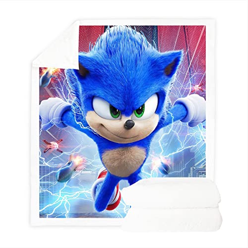 SMNVCKJ Couverture Douce et Chaude en Polaire pour canapé - Motif Anime Sonic - Impression numérique 3D - pour Enfant - Cadeau (8,100 x 140 cm) Cover