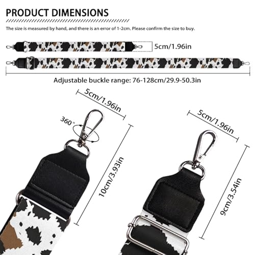 Image of Coldinair Black Brown Cow Print Purse Straps Replacement Wide Crossbody Bag Strap Adjustable Wide Guitar Straps for Handbags Luggage Strap