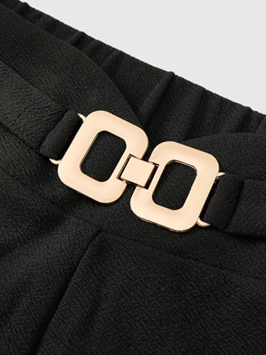 Women's Plus Size Chain Wide Leg Dress Pants High Elastic Waist Work Office Trousers4