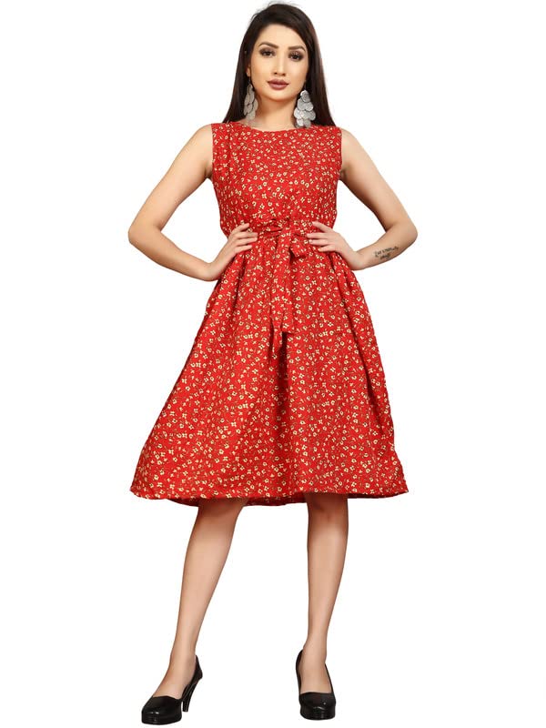 Image of Crepe Floral Print Kurti for Women, Knee Length Dress Dress, Wester Wear