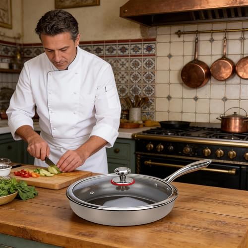 Poêle en titane résistant à la chaleur avec couvercle de cuisson