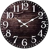 QWANPET Wood Vintage Wall Clock,Quality Quartz Wall Clocks,Silent Non-Ticking Wooden Wall Clock Batt