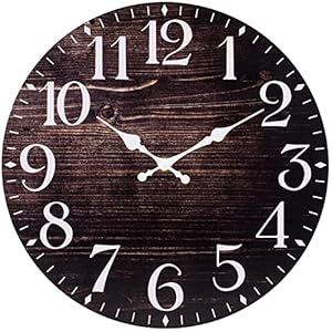 QWANPET Wood Vintage Wall ClockQuality Quartz Wall ClocksSilent Non Ticking Wooden Wall Clock Battery Operated 12 Retro Rustic Style Decor Wall Clock for Living RoomKitchenHomeBathroomBedroom