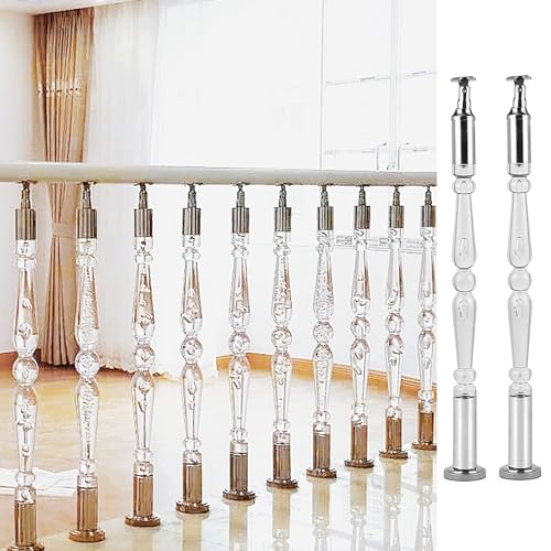 Ejes de barandilla de escalera de acrílico transparente, 2 balaustres de cristal ajustables con tornillos de montaje para escaleras interiores il (90 cm)