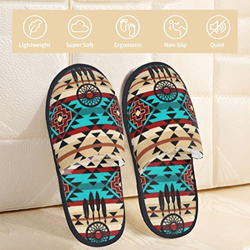 Unisex Cozy Indoor Furry Slipper-Southwest Aztec Dream Catcher Plush House Slippers Warm Bedroom Shoes3