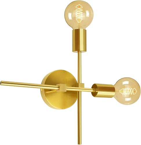 Lámpara de tocador de baño dorada de 2 luces, aplique de pared de baño, luces de baño sobre espejo, lámpara moderna de montaje en pared de 2