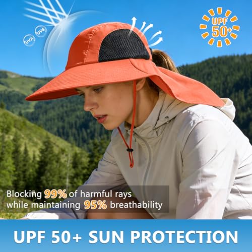 Image of Sun Hat for Men Women with Neck Flap,UPF 50+ UV Protection Fishing Hat