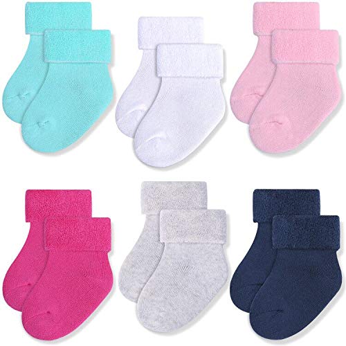 Image of JAKIDAR 6 Pairs Baby Socks for Infant Newborn Thick Warm Socks Cotton Sock Shoes