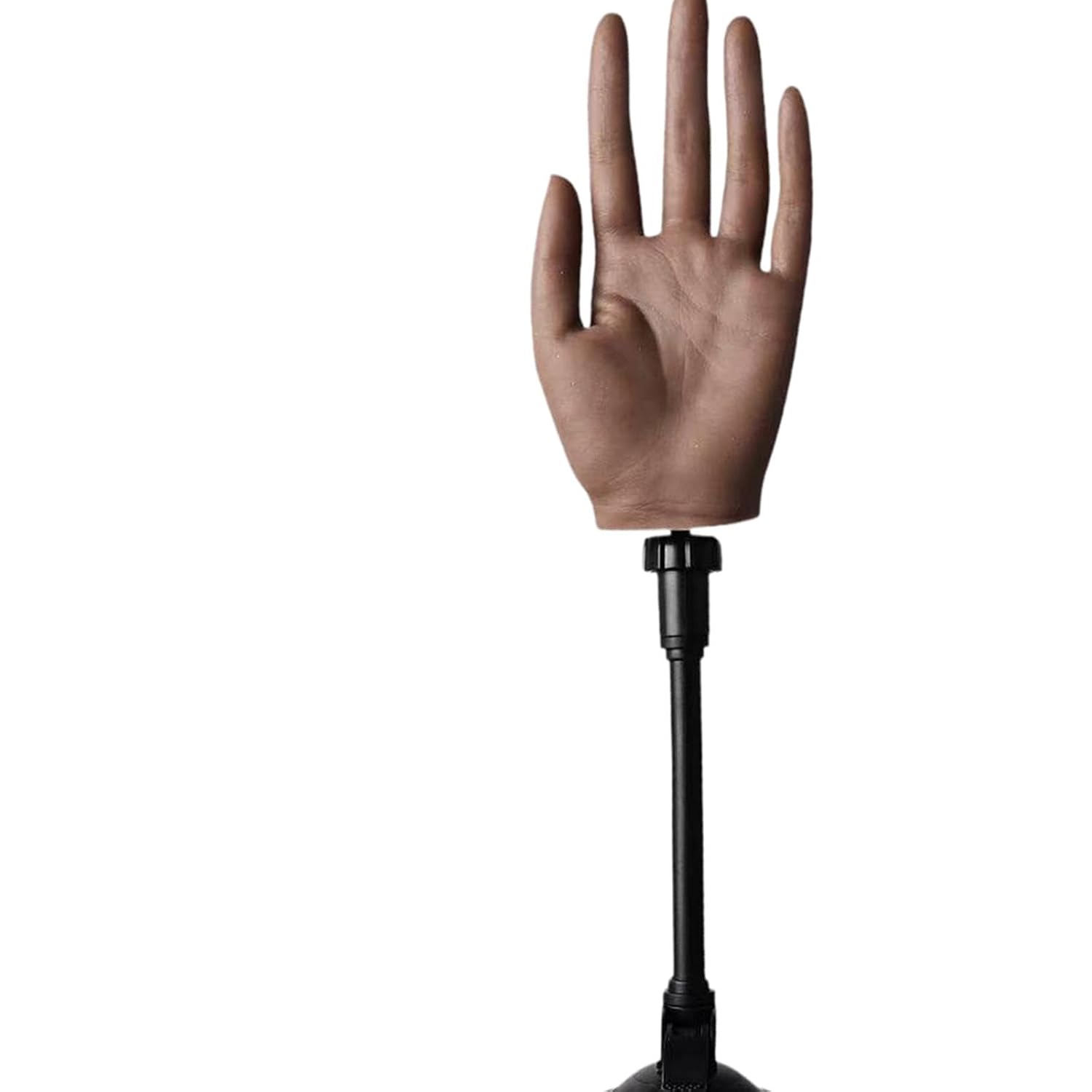 Practice Hand Fake Silicone with Suction Cup Base Female Mannequin Hand Simulation Model for Beginners Shop Students Manicure, Dark Skin Color