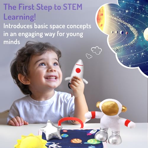 Image of Bonfino Premium My Little House Playset with Bag for Kids,7 Plush Figurines Set,Educational&Montessori Learning Toy for Pretend Play,Birthday Gift for Girls&Boys,BIS Certified (Space)