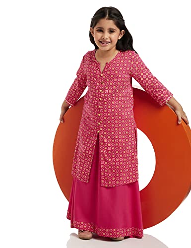 Image of Amazon Brand - Jam & Honey Girl's Rayon Salwar Suit (J&H-GE-T-SKD-10 Pink 3-4 Years)