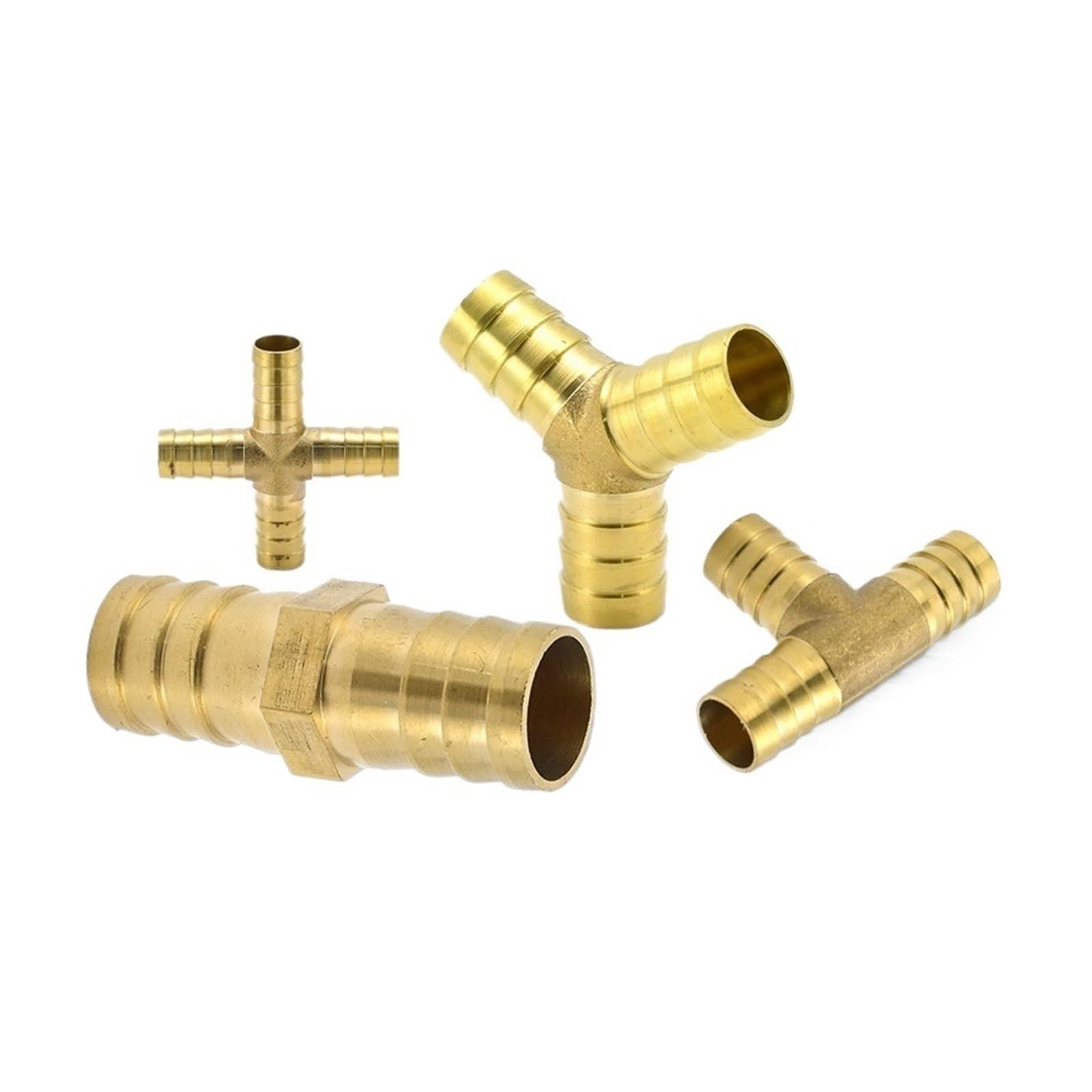 2 PCS Messing-Rohrverschraubung mit Widerhaken, 2-, 3- und 4-Wege-Messinganschluss for 4 mm 5 mm 6 mm 8 mm 10 mm 12 mm 16 mm 19 mm Schlauch, Kupfer-Pagoden-Wasserrohrverschraubungen(I 2 Way Thread,OD