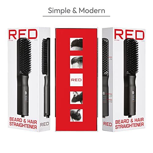Red By Kiss HC16 Beard & Hair Straightener, Secure Auto Shut-Off, 2 In 1 Heated Straightening Beard Brush 360 Degree Swivel Cord Temperature Adjustable thumb #3