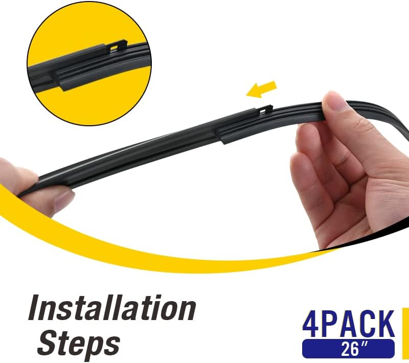 Miniatura 5 de Repuestos de limpiaparabrisas de 26 pulgadas (paquete de 4), repuestos de limpiaparabrisas de repuesto para automóvil, tamaño ajustable de 26