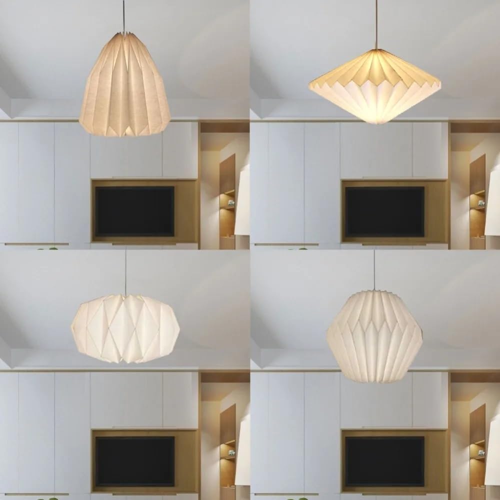 Pantalla De Lámpara De Techo De Papel - Diseño Origami Nórdico, Para Dormitorio, Salón O Café