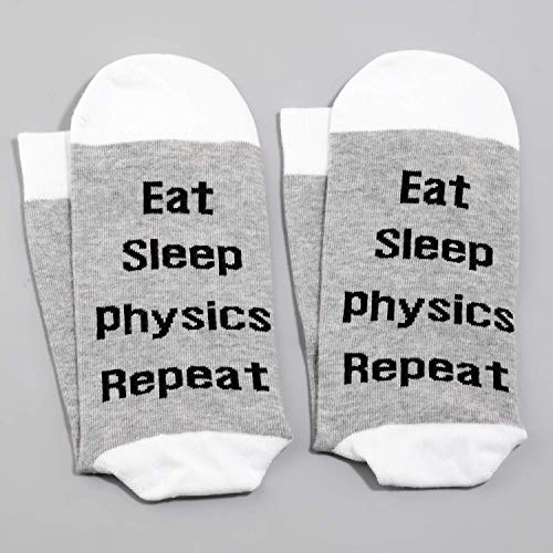 Image of LEVLO Physics Fans Socks Sports Lovers Gift Eat Sleep Physics Repeat Cotton Socks for Physics Lovers (2 Pairs /Set-Mid Calf -1)
