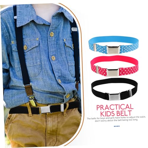 3pcs Elastic Boys and Girls Belts for Boys and Girls Stretchy Waist Belts and Dots for School Uniforms and Casual Wear3