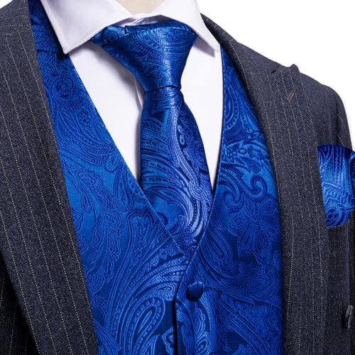Image of Barry.Wang Formal Men Flower Vest Paisley Jacquard Silk Ties Suit Waistcoat Set Wedding 5PCS