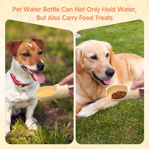 Nobleza - Trinkflasche Hunde für Unterwegs - 250ml Auslaufsichere Hundetrinkflasche mit 180ml Hundefutterflasche，Trinkflasche Wasserflasche Hunde für Täglich Spazieren Gehen Reisen Campen
