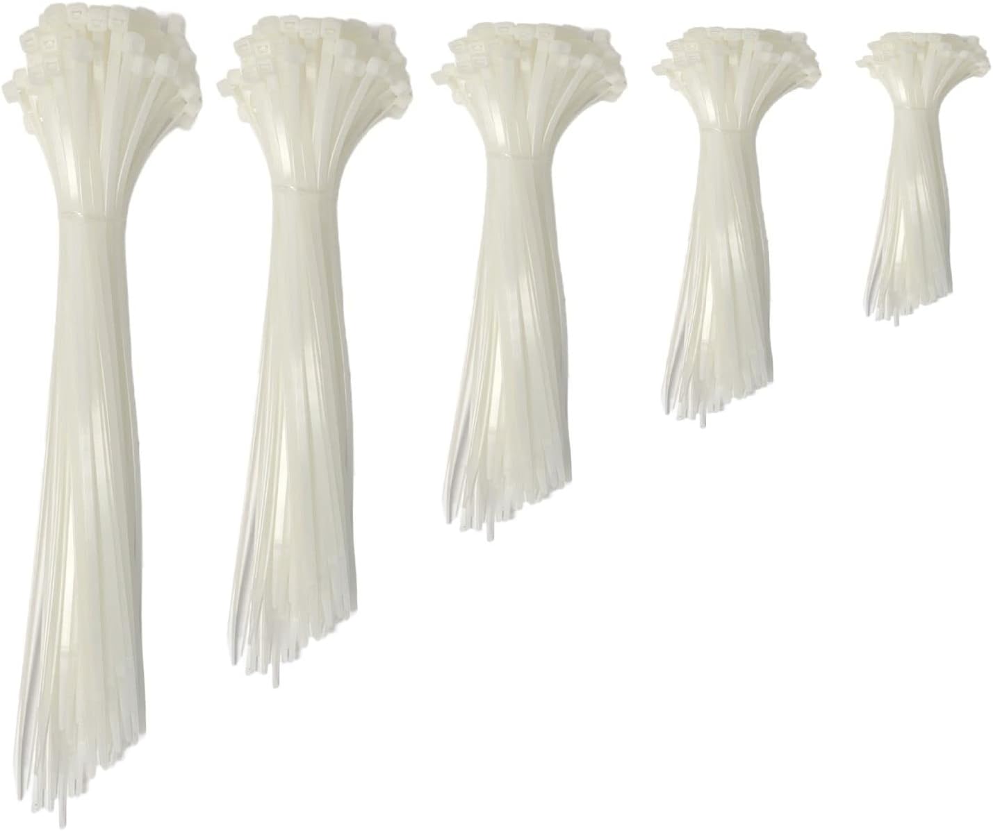 Kable Kontrol Zip Ties Assorted Sizes 500 Pcs Variety Pack Kit, 4+5.5+8+11+14 Inch Bulk Zipties Multi Pack Cable Tie Wraps, UV Resistant Nylon Wire Ties, for Indoor Outdoor Cable Management, Black