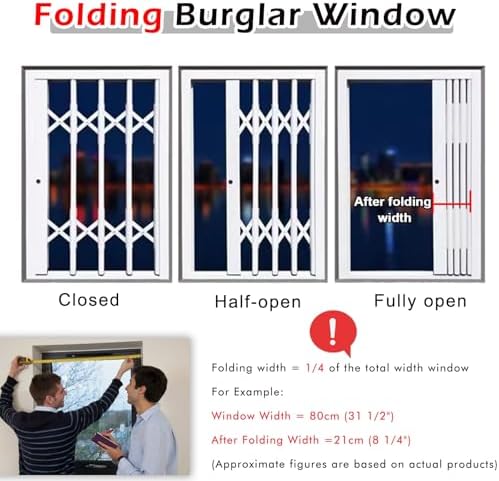 Retractable Window Security Gate, Durable Grille Barrier, Weather-Resistant Protection for Home Security, Child Safety, and Pet Safety – Easy to Install and Use