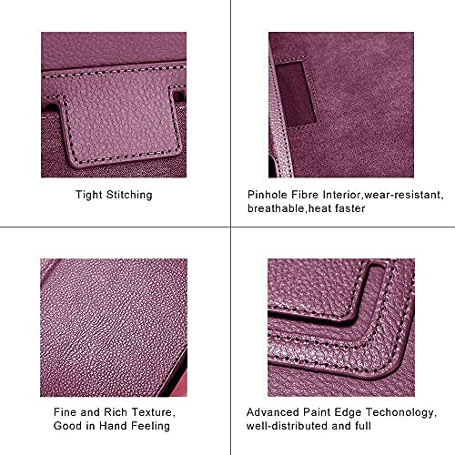 Leather Flip Stand Folio Case Plain Cover for Apple iPad Air 2nd Generation A1566 A1567 (Purple) - Image 4