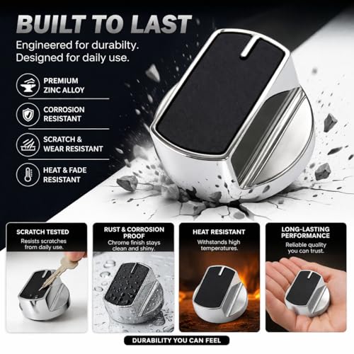 Image of Everflame Shine & Stylish Metallic Knob | Kitchen Gas Stove | LPG & PNG Gas | Compatible 8mm Spindle Gas | Kitchen Tool | Heavy-Duty Metal Knob | Gas Stove Replacement Part | Pack of 2