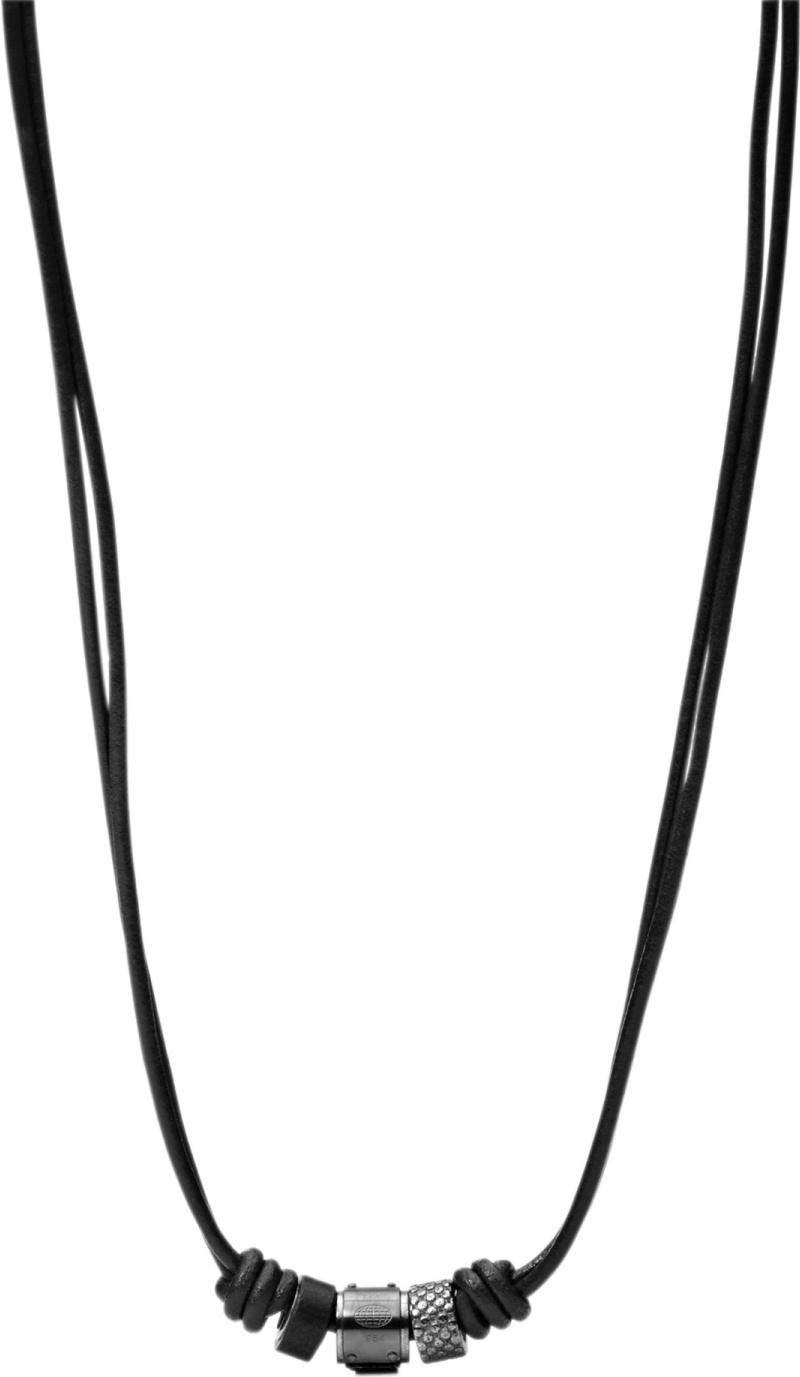 Fossil Collar para hombre de acero inoxidable y cuero