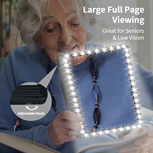 5X Rechargeable Large Magnifying Glass For Reading, 9"X 6" Lightweight Full Page Magnifier With 43 Ultra-Bright Led And Anti-Glare Lens Work For Reading Small Prints & Low Vision, Black #TOP1
